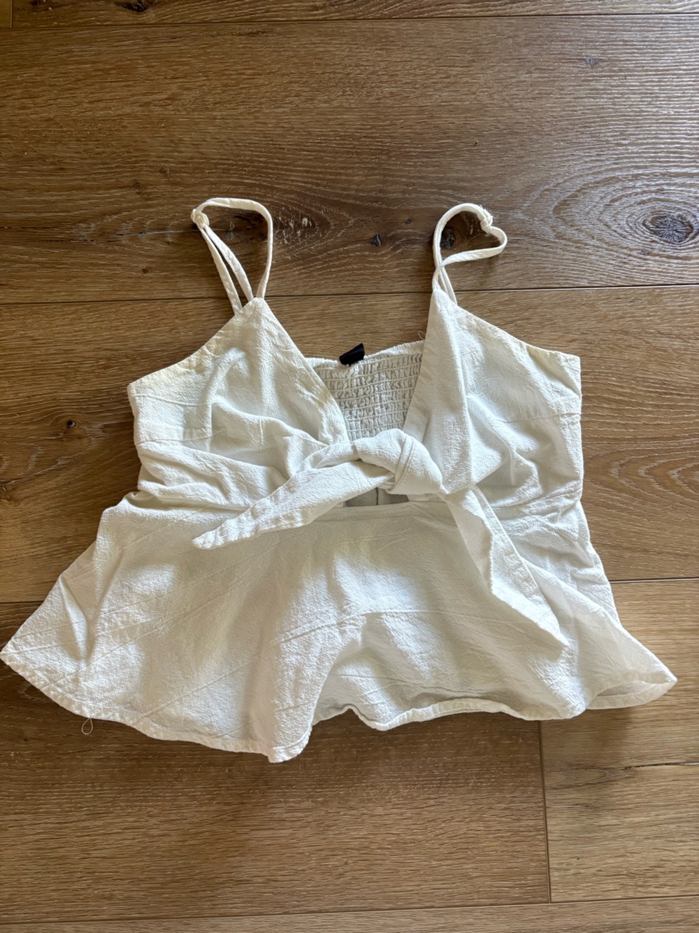 SHEIN White Textured Tie-Front Tank Top